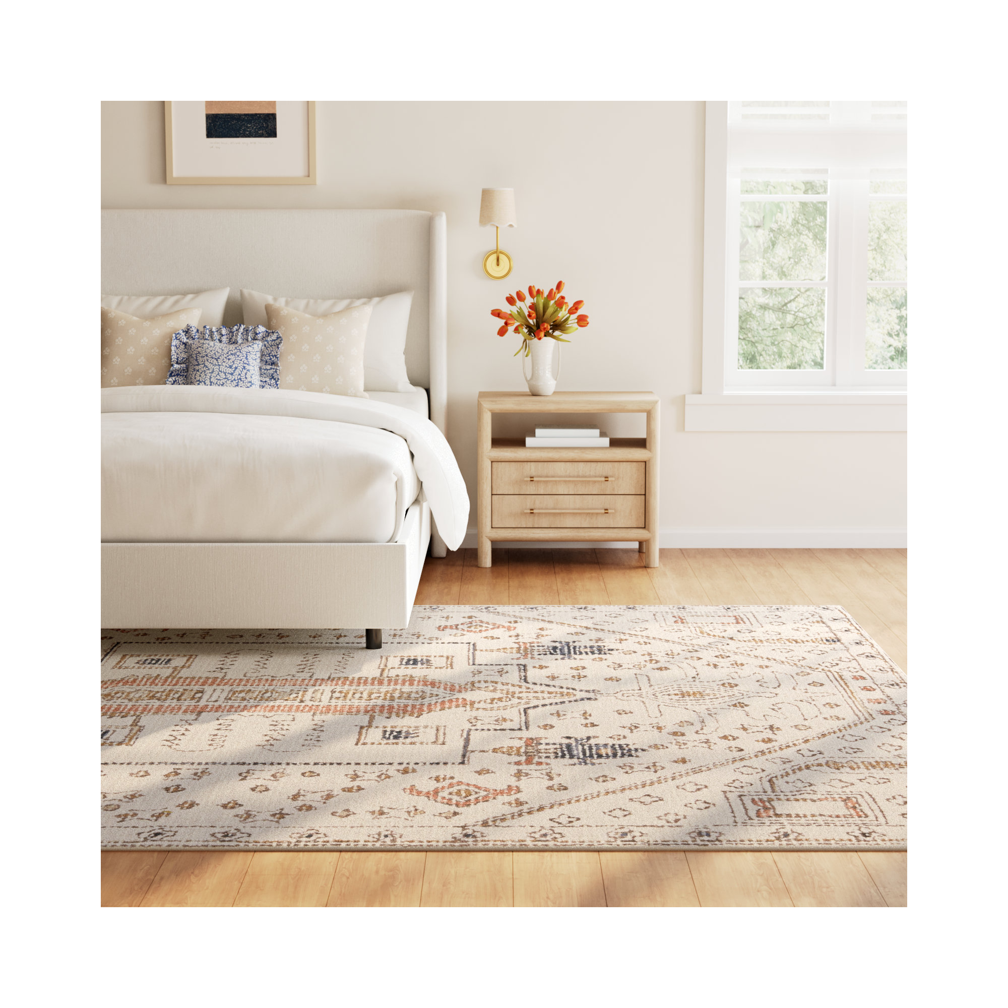 Murphie Handmade Wool Ivory/Gray Rug, Rectangle 9' x 12'