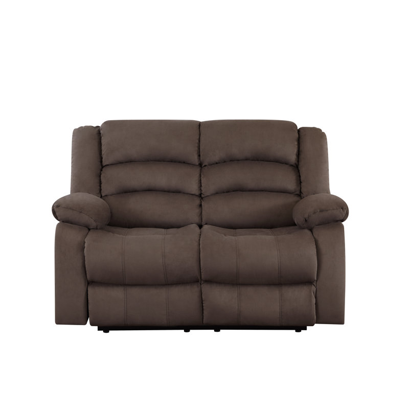 Aum Upholstered 81'' Reclining Sofa, Brown, 40" H x 60" W x 35" D
