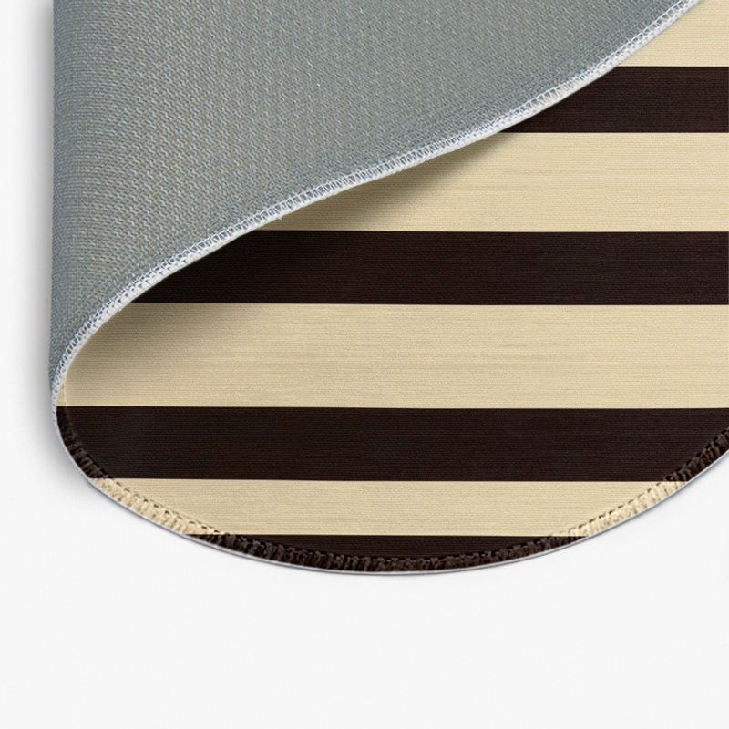 HorizontalStripes Beige Indoor and Outdoor Area Rug, Round 5'