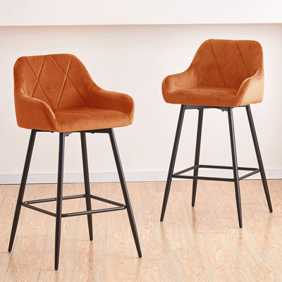 Lovington 71cm Velvet Bar Stools with Armrest