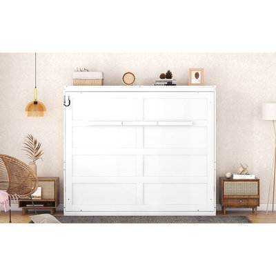 Grand lit blanc, pliable dans l'armoire, peu encombrant pour les chambres d'amis, sommeil confortable sur des lattes flexibles et bureaux à option absorbants, contreplaqué