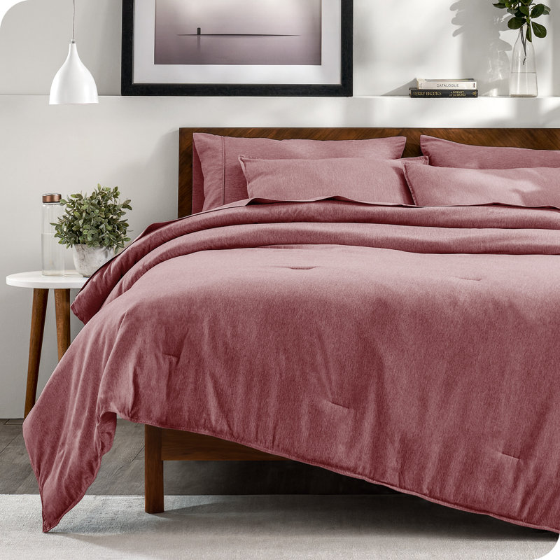 Complete Bedding Set - Soft Microfiber, King Comforter + 7 Additional Pieces, Heather Rosewood