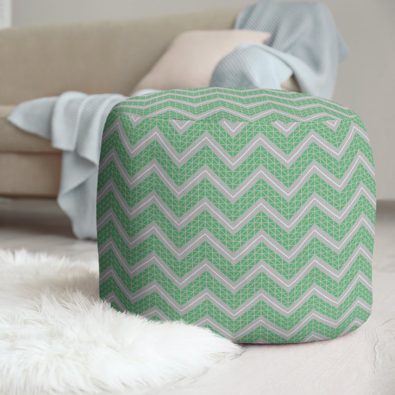 Upholstered Pouf, Dark Green