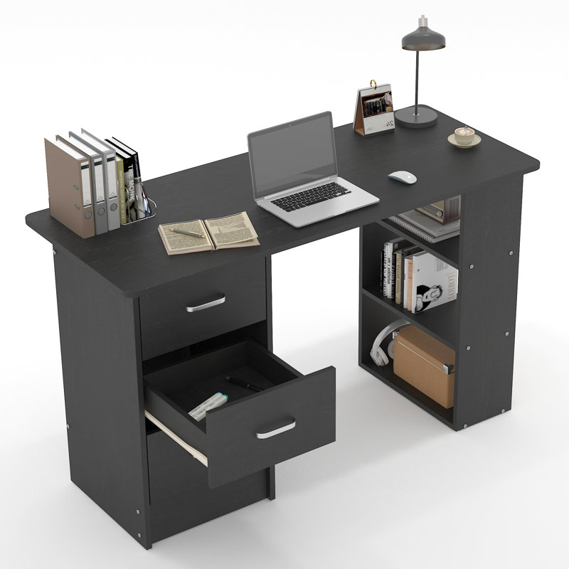 Makeup Vanity With 3 Drawers And Shelf Storage, Nail Table, Black
