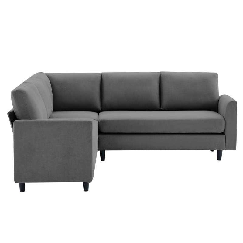 83.5" Sectional Corner Sofa With Armrest Black Legs Seater For 5, Teal Fabric