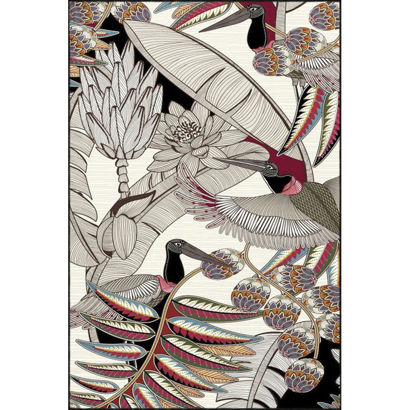Winged Creative Colorful Woven Based Washable Carpet, Rectangle 5'2" x 7'7"