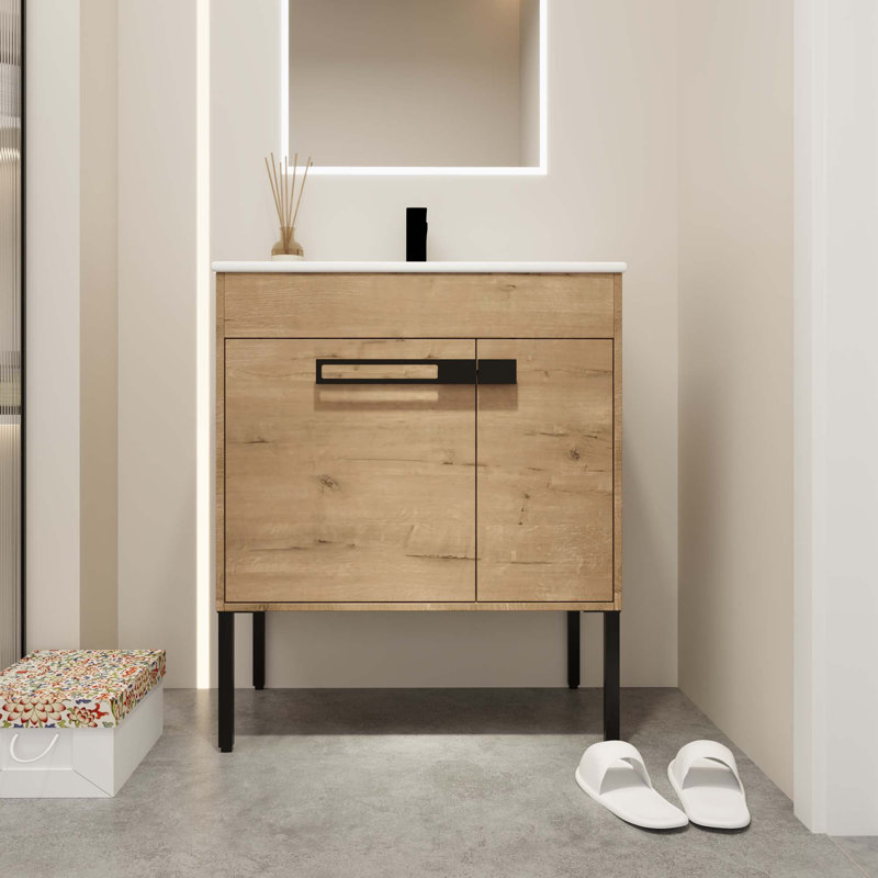Dittes 30'' Single Bathroom Vanity with Ceramic Top