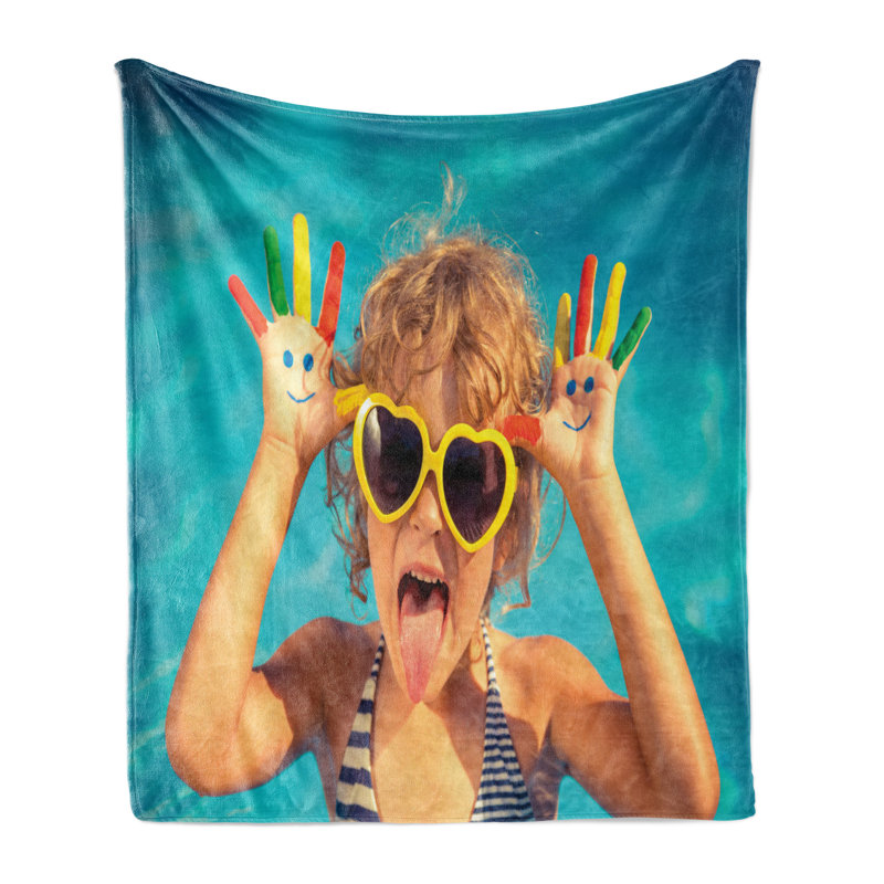 Ambesonne Throw Blanket Funny Multicolor, 60" W 80" L
