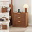 Table de chevet cannelée en noyer (2 pièces)-723900946