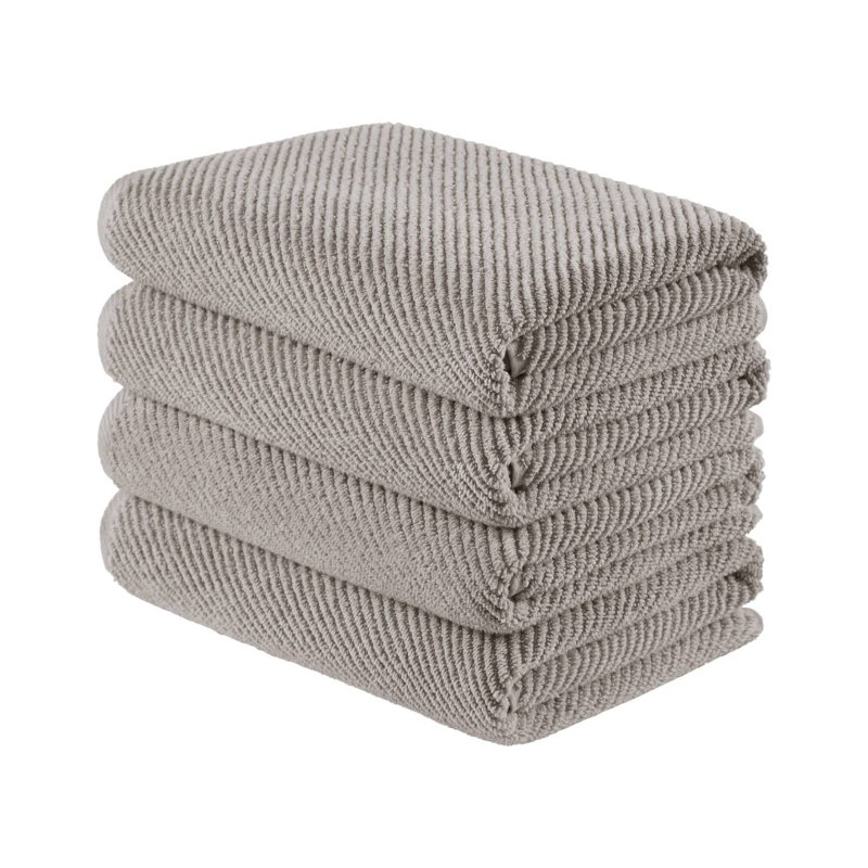 Ensemble de serviettes de bain 4 pièces diagonales à séchage rapide 100% coton, Gris