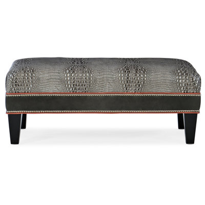 Repose-pieds de cocktail rectangulaire en cuir véritable de 42,5 po de large Rectes