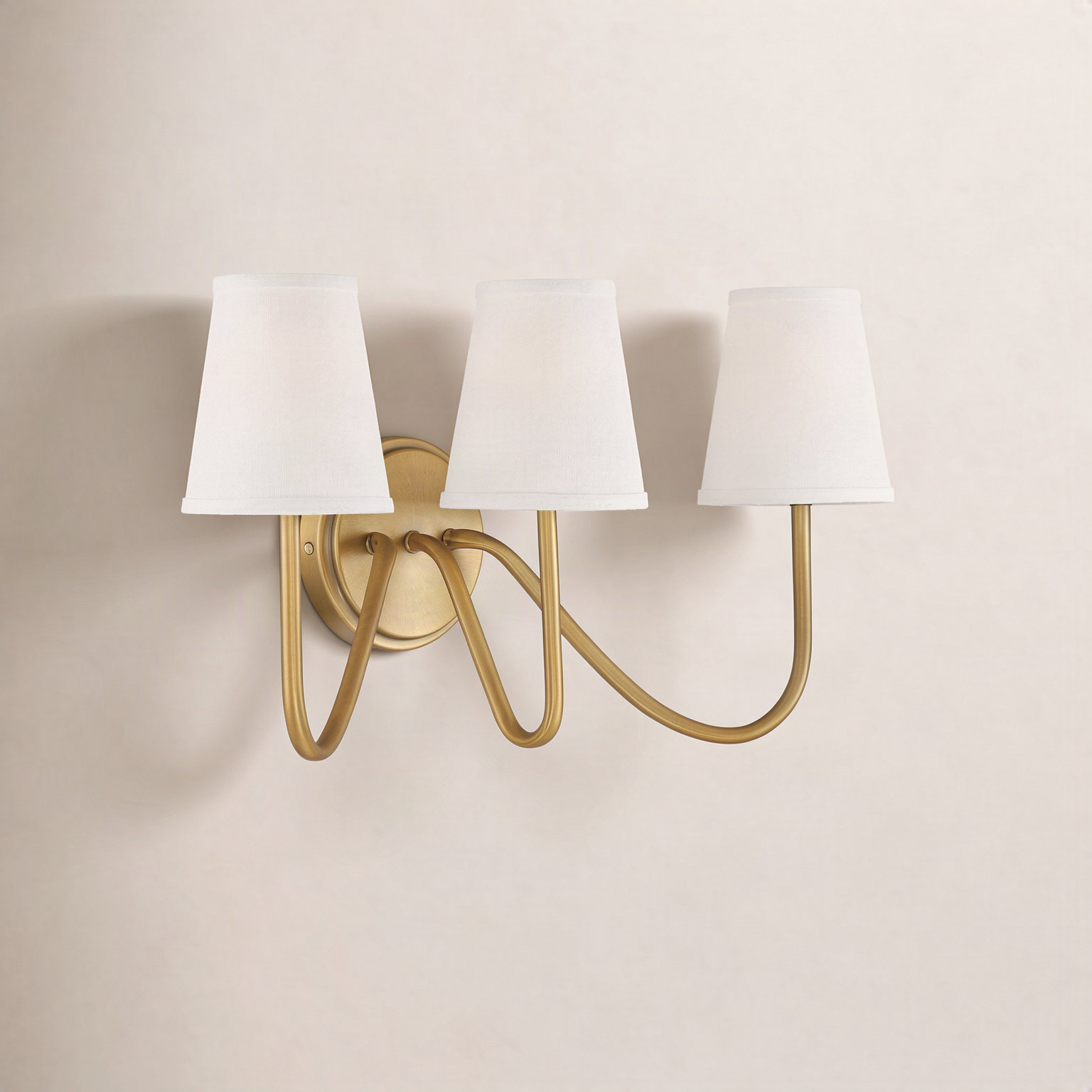 Mariposa 3-Light Dimmable Armed Sconce, Natural Brass