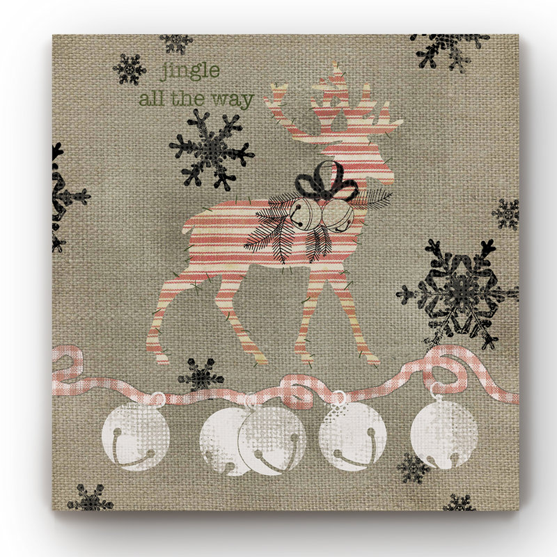 «Burlap Reindeer», impression, H 24 po x l 24 po x P 1,5 po, Toile tendue