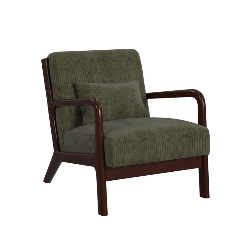 Chaise Marina en maïs Steno avec finition noyer, Vert