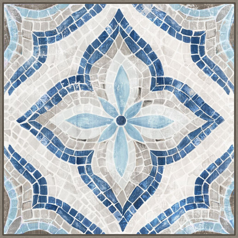 «Cheatum Blue Single Moroccan Tile», reproduction encadrée sur toile par Eva Watts, H 30 po x l 30 po x P 2 po