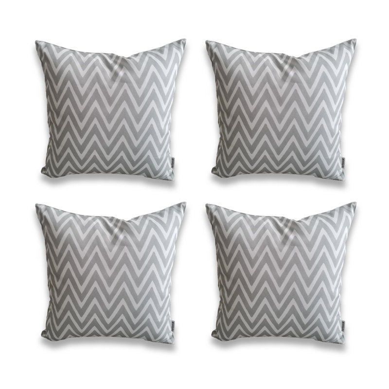 Ensemble de 4 taies d'oreiller extérieures imprimées sur fond blanc (ensemble de 4), Gris