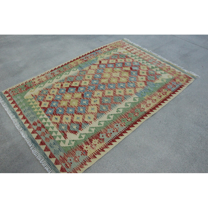 Accent kilim turc rétro arc-en-ciel Oushak entrée tissage à plat Boho designer d'intérieur fait à la main idéal pour le salon