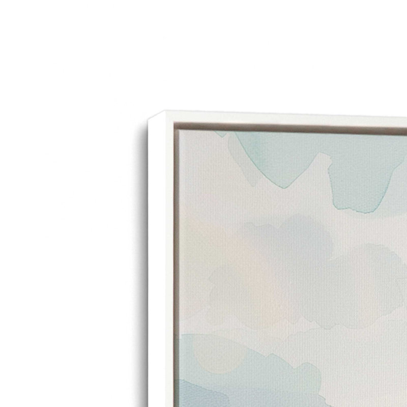 «Coastal Greeting V2», reproduction d'art encadrée sur toile par Azure Artisanal Studio, Cadre flottant blanc opaque
