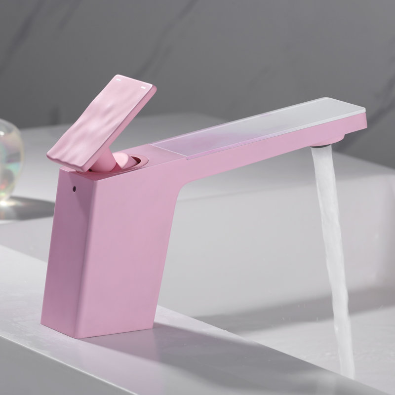 5.2"H Solid Brass Creative Single Handle Single Hole Bathroom Sink Faucet, Pink
