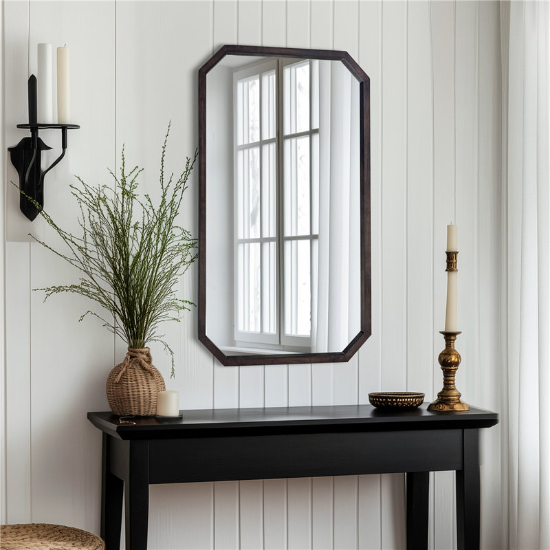 Delyana Wood Framed Wall Accent Mirror, 120cm x 70cm