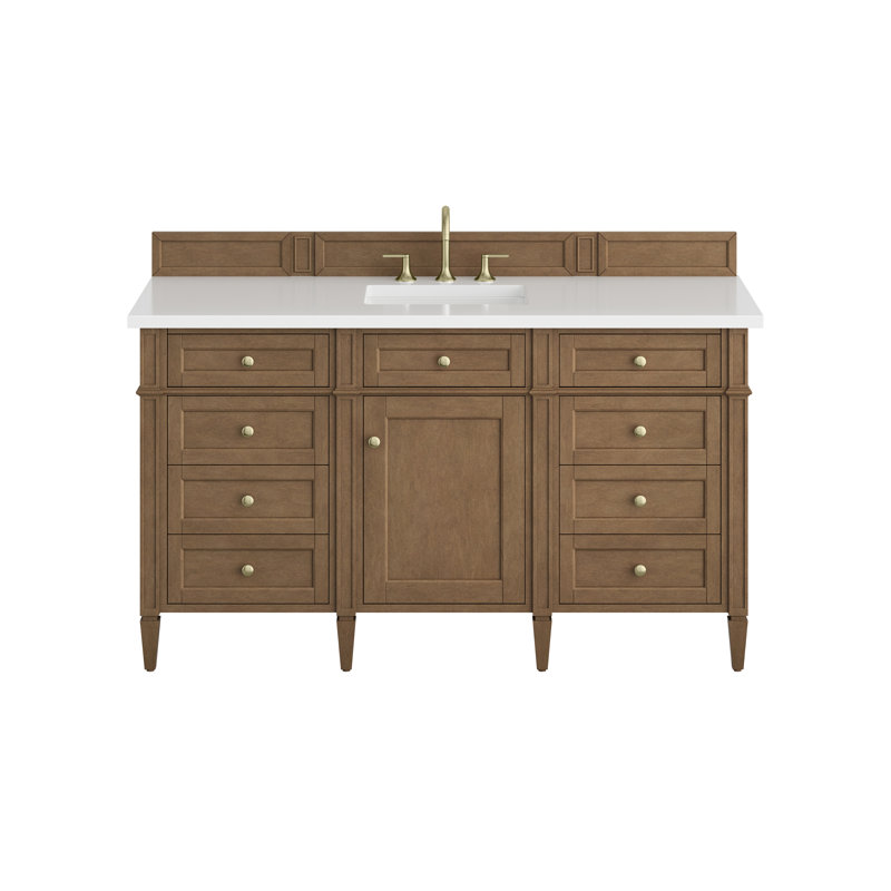 Dussault 60" Single Bathroom Vanity, White Zeus, 8" Widespread, Pecan