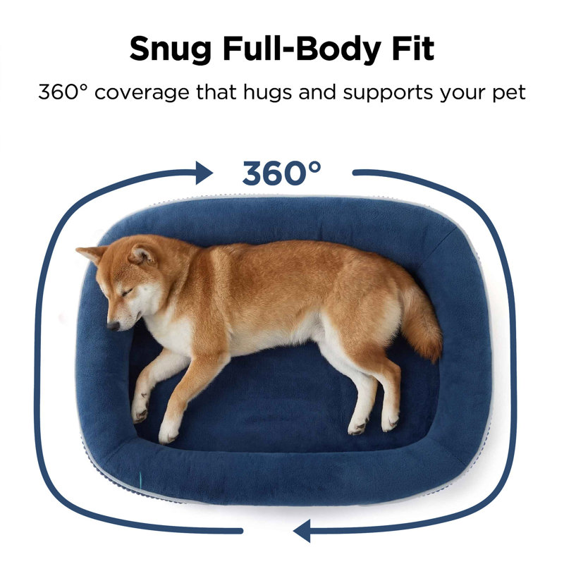 Lit orthopédique pour chien de taille moyenne, avec traversin ovale avec housse en molleton doux imperméable et lavable