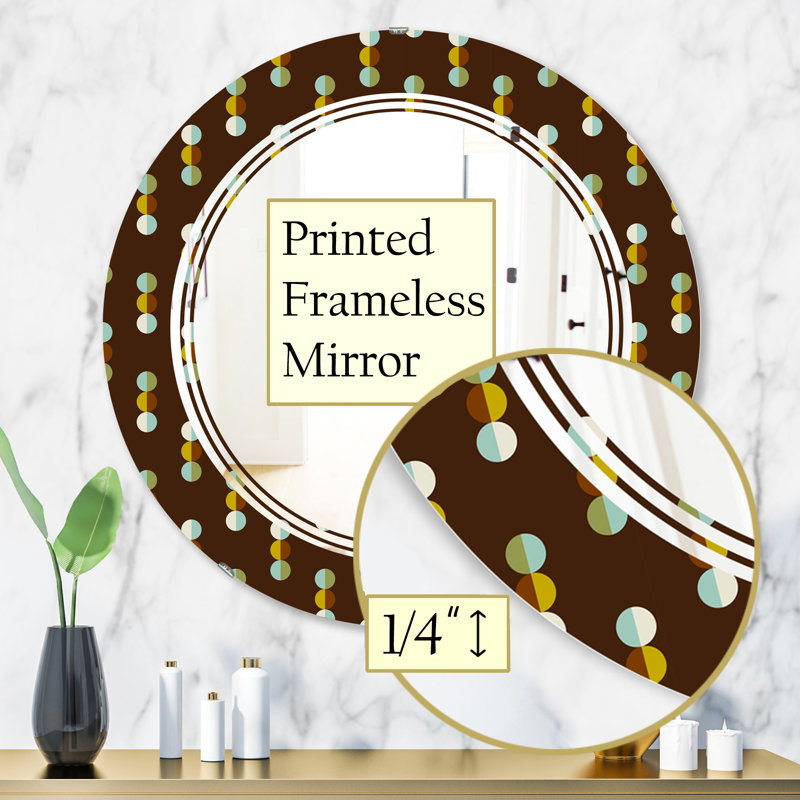 Miroir mural moderne sans cadre à trois points mod, H 31,5 po x l po
