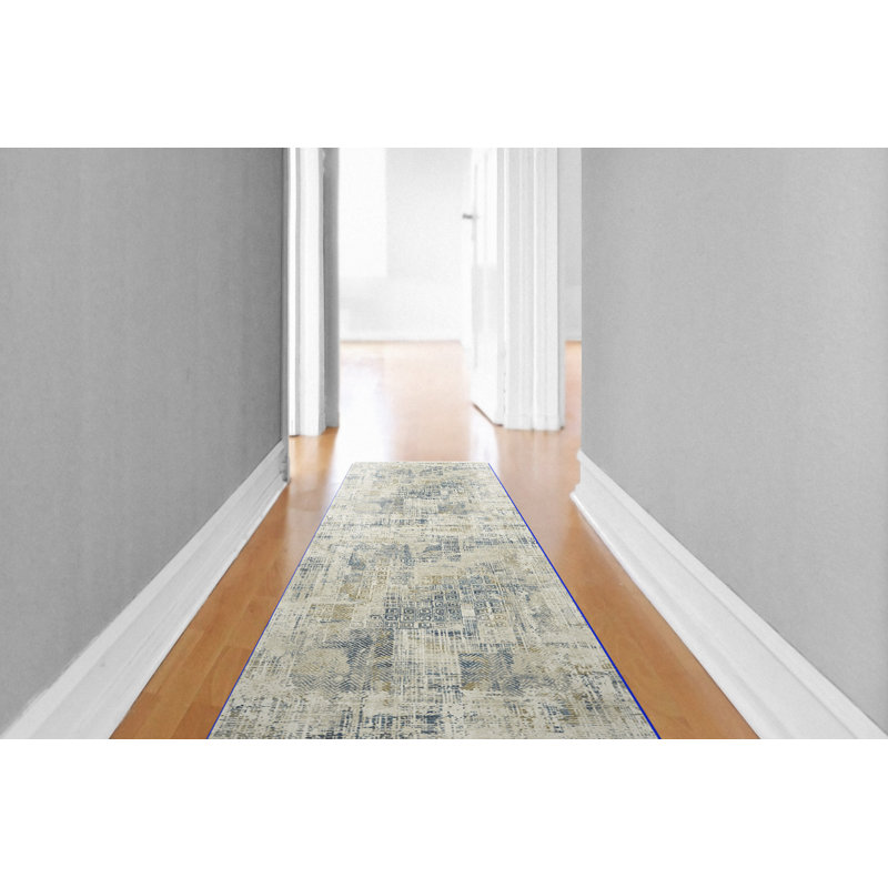 Tapis ivoire / ardoise Mulvihill, Tapis de couloir : 2 pi 2 po x 7 pi 7 po