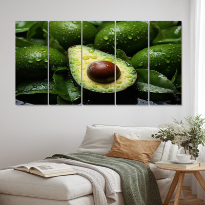 Ripe Avocado IV - Fruits Canvas Art Print - 5 Equal Panels