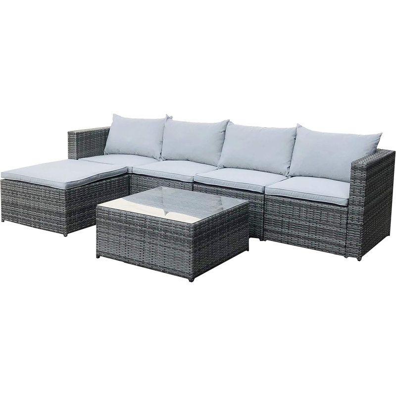 Miami 5 - Person Garden Lounge Set with Cushions, Grey