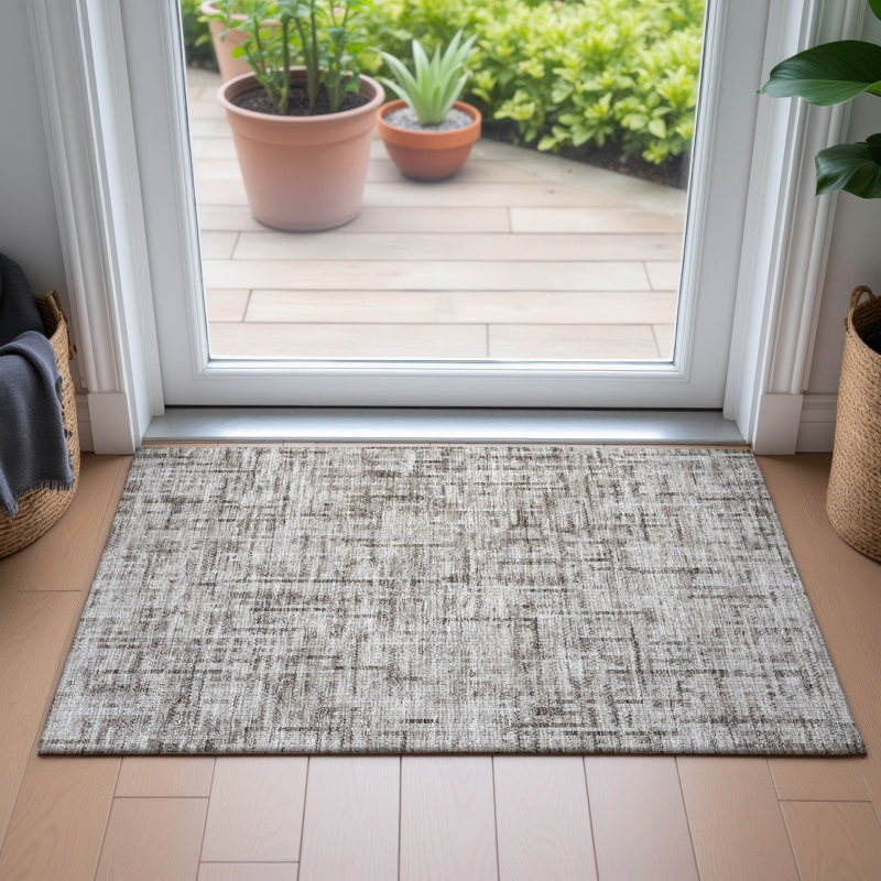 Machine Washable Indoor/Outdoor Amanda ACN2130 Striped Rug, Rectangle 1'8" x 2'6"