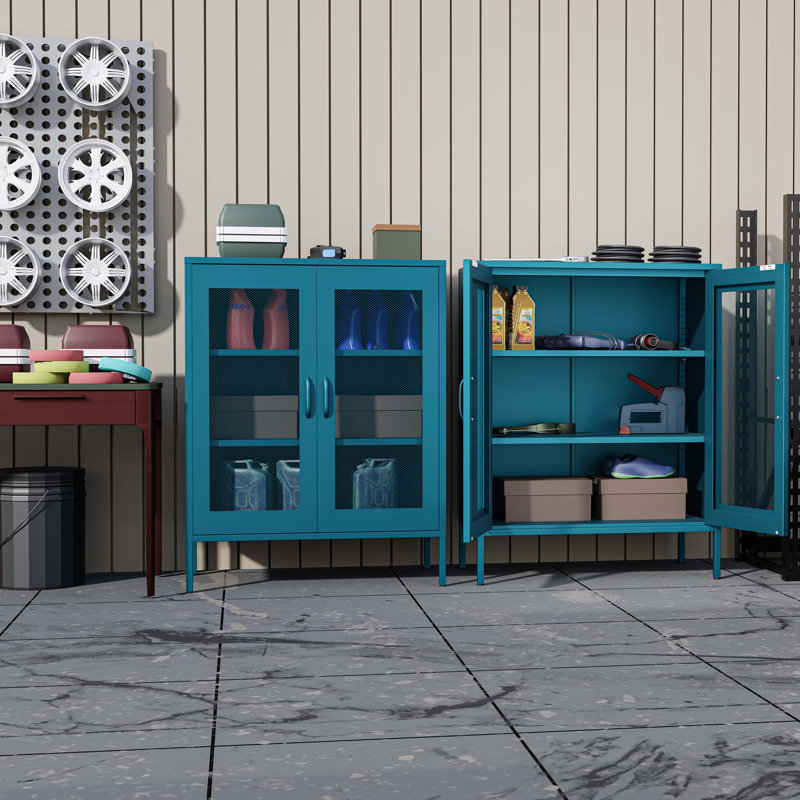 Armoire de rangement à 3 tablettes de 31,5 po de largeur, Bleu paon