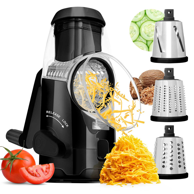 Râpe à fromage rotative noire avec 3 pales Brentwood