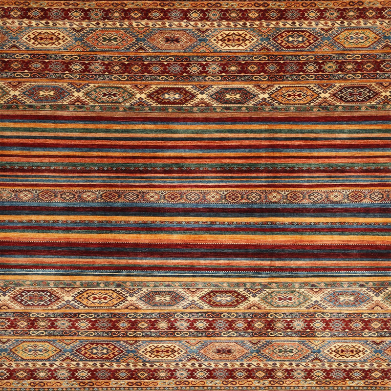 Tapis brun / jaune Southwestern, Carré 8 pi