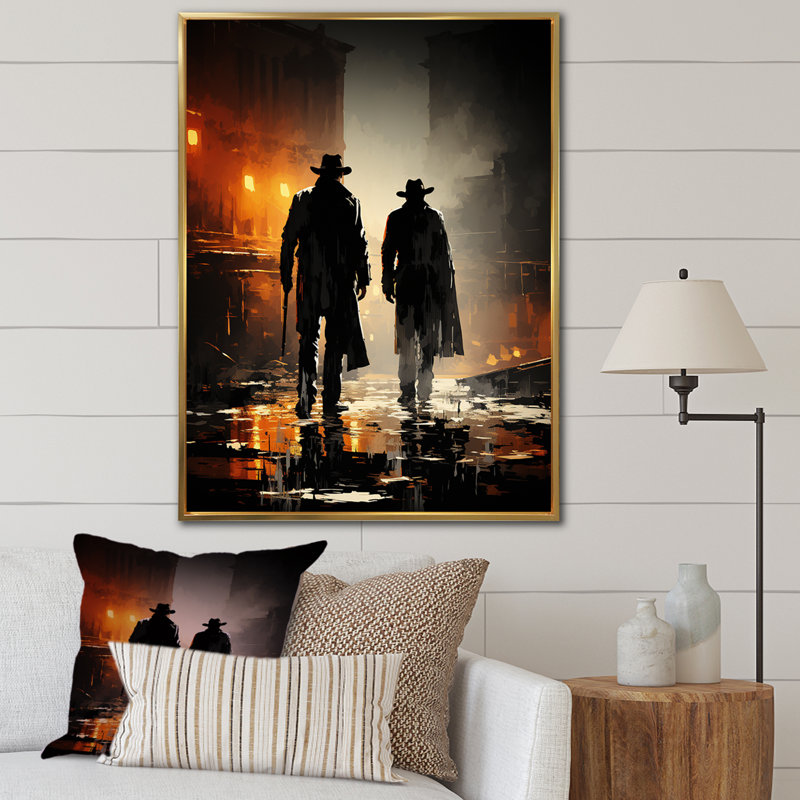 Portrait de cowboys futuristes - art mural occidental, Cadre photo blanc, H 44 po x l 34 po