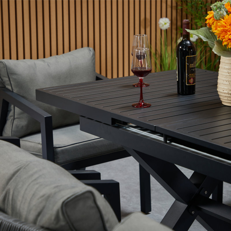 Patio Dining Set with Rectangular Table , Cushions Included, 6 Seater