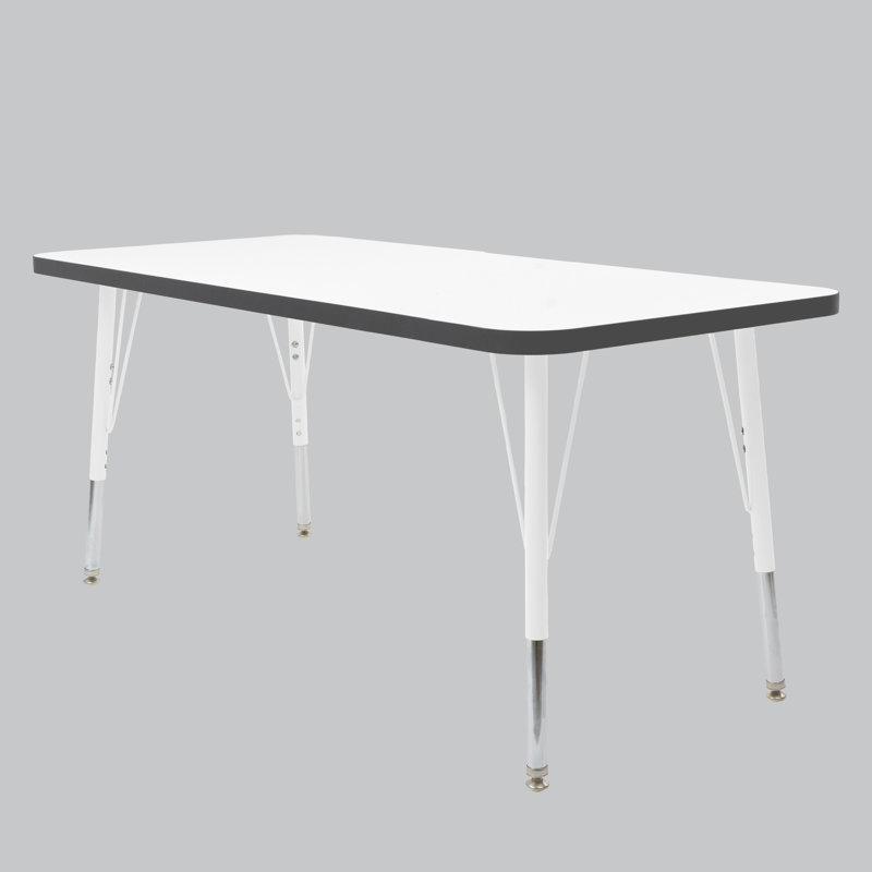 Table rectangulaire d'activités thermofusionnées avec pieds réglables et pivotants standard, H 30 po x l 24 po x P 60 po