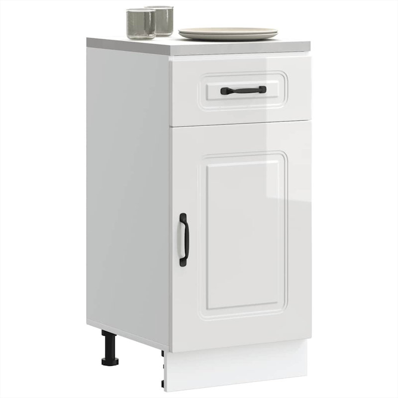 Pieds réglables en bois d'ingénierie vidaXL, H 32,09 po x l 15,75 po x P 18,11 po, Blanc très luisant