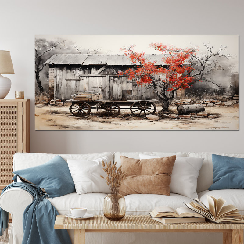 Grange rustique élégance I - art mural grange, H 28 po x l 60 po, Toile tendue, Sans cadre