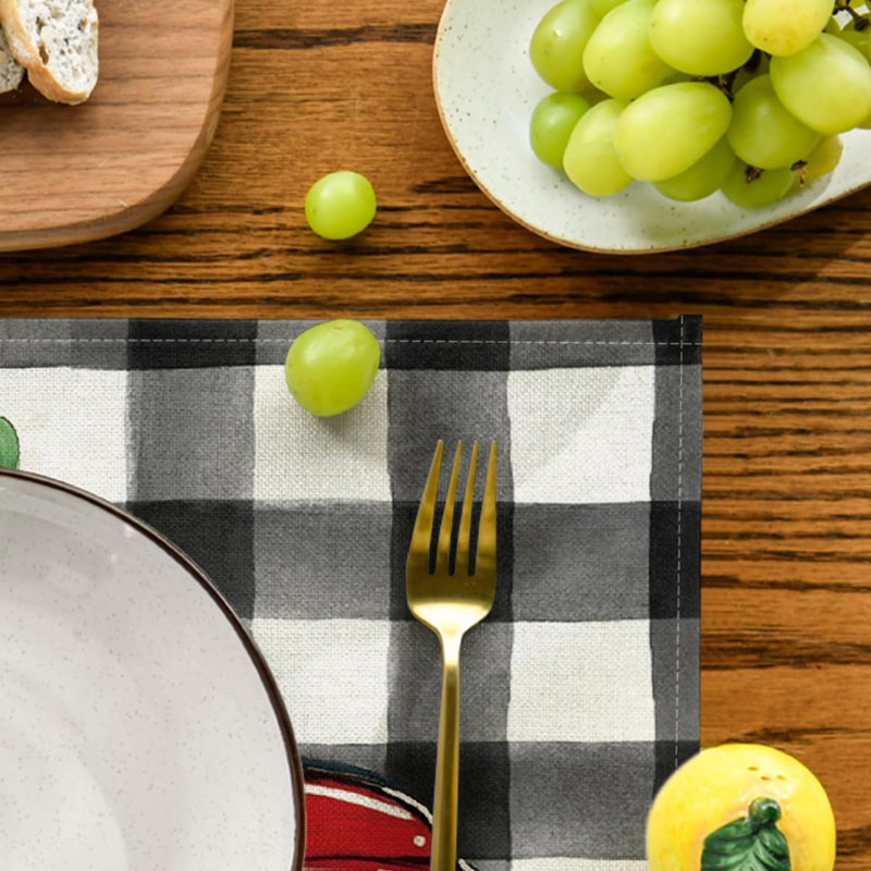 Katti Polyester Blend Rectangle Placemat, Black/White