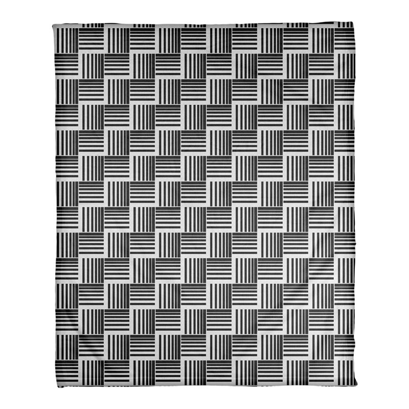 Couverture polaire à rayures classic basketweave, l 50 po x L 60 po, Noir