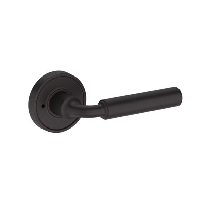 La Conner Privacy Lever with Recessed Round Rose in Unlacquered Brass