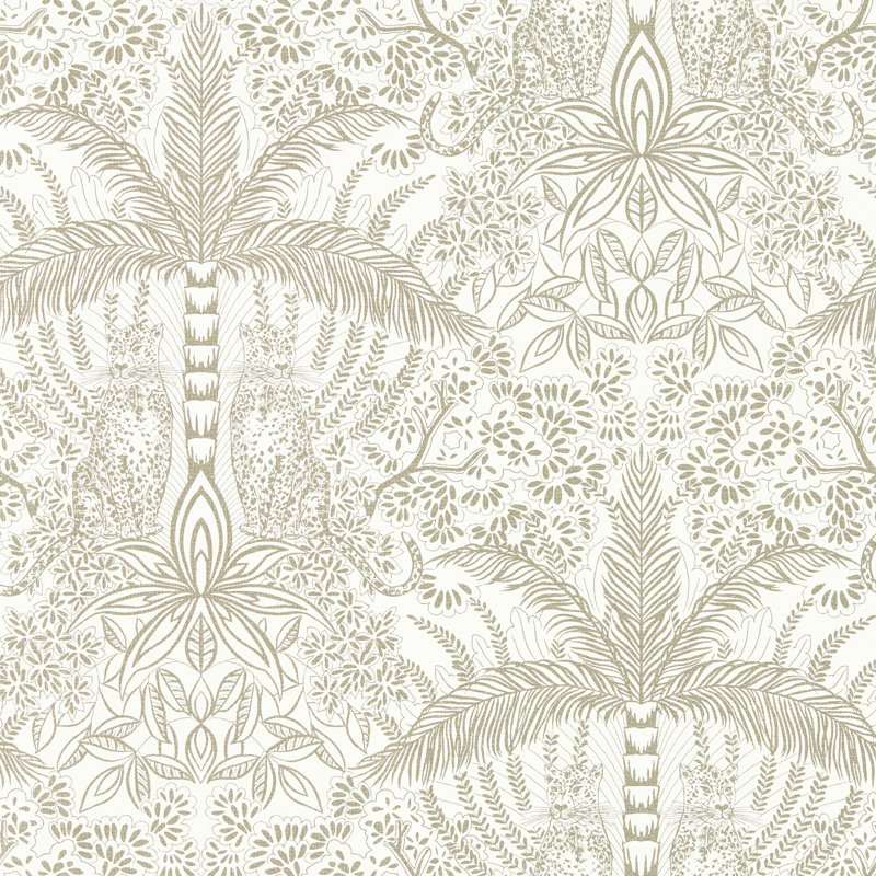 Leopardo Exotica 2 10.05m x 52cm Metallic Wallpaper Roll, Gold/Ivory