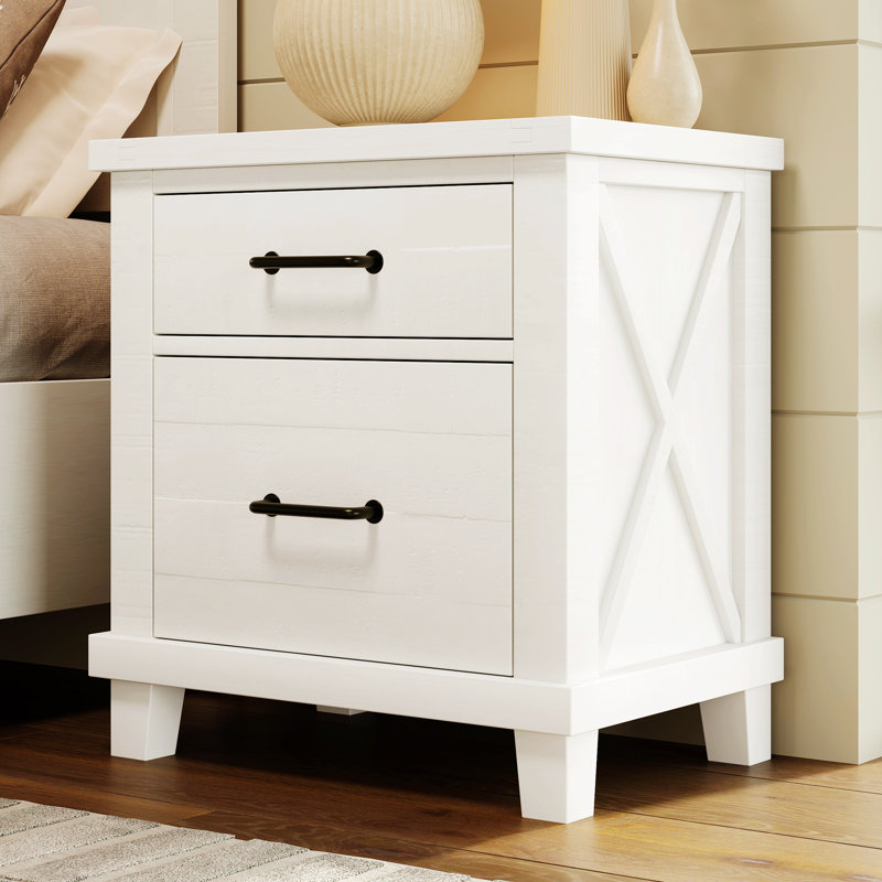 Table de chevet en bois massif Duma Dejuan, Blanc