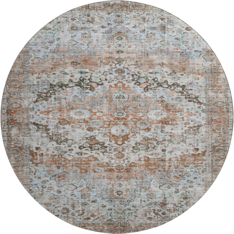 Premium Machine Washable Lubbers AMF1755 Border Rug, Round 8'