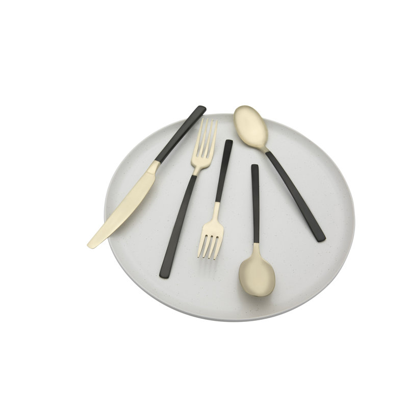 Beacon 20 Piece Flatware Set, Service For 4, Black/Champagne