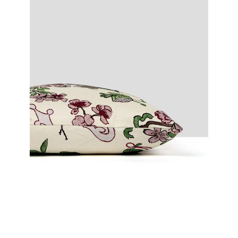 Shanghai Blossoms Pillow, Mulberry Floral