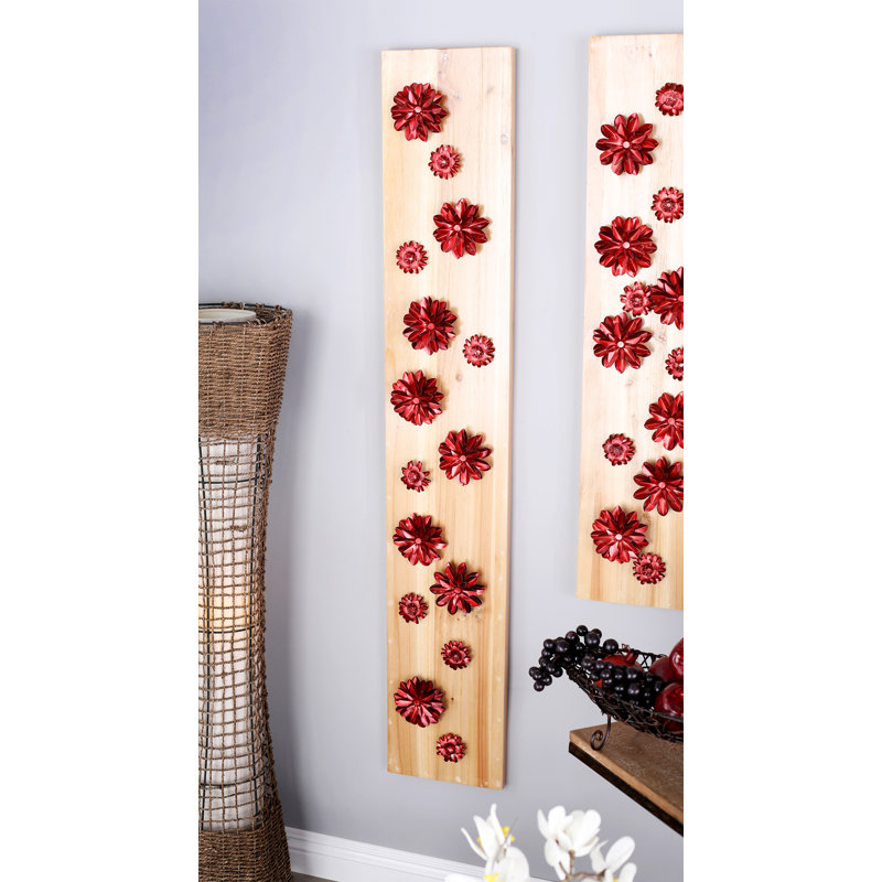 Décoration murale rectangulaire en fleurs pétalées naturelles, Cuivre