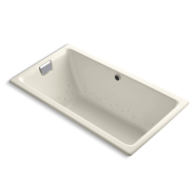 Tea for Two 66" x 36" Drop In Air Bathtub, Almond, Brushed Nickel