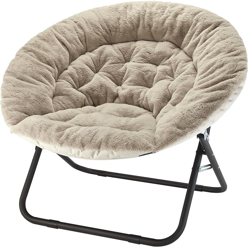  Fauteuil surdimensionné en fausse fourrure de lapin, Gris, Noir